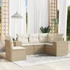 vidaXL Salon de jardin avec coussins 5 pcs beige r&eacute;sine tress&eacute;e