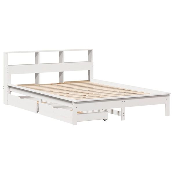 vidaXL Lit biblioth&egrave;que sans matelas blanc 140x200 cm bois pin massif