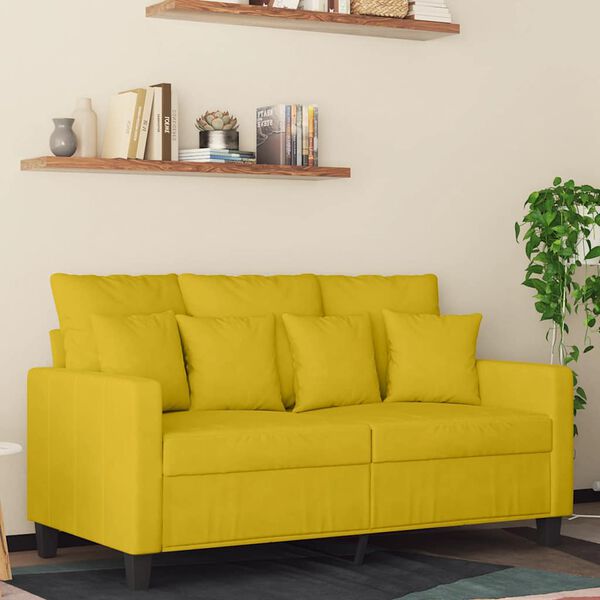 vidaXL Canap&eacute; &agrave; 2 places Jaune 120 cm Velours