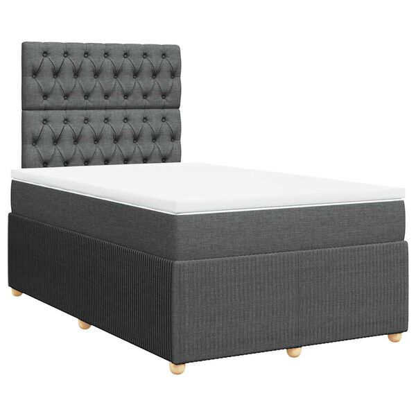 vidaXL Sommier &agrave; lattes de lit avec matelas gris fonc&eacute; 120x190cm tissu