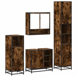vidaXL Ensemble meubles salle de bain 4 pcs ch&ecirc;ne fum&eacute; bois ing&eacute;nierie