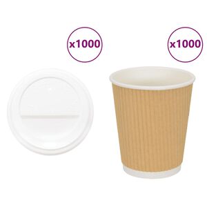 vidaXL Tasses &agrave; caf&eacute; en papier avec couvercles 1000 pcs 8oz 200ml