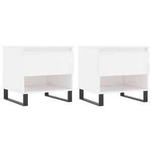 vidaXL Tables basses 2 pcs blanc brillant 50x46x50cm bois d'ing&eacute;nierie