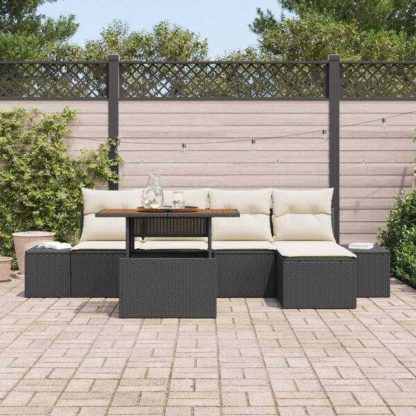 vidaXL Ensemble de canap&eacute; de jardin 6 pcs Noir Poly rotin