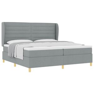 vidaXL Lit &agrave; ressorts avec matelas Gris clair 200 x 200 cm tissu