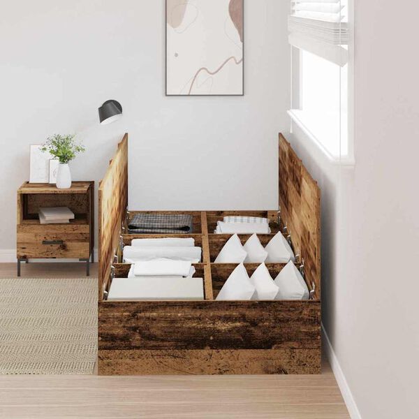 vidaXL Cadre de lit Bois ancien 100 x 200 cm Bois d'ingénierie