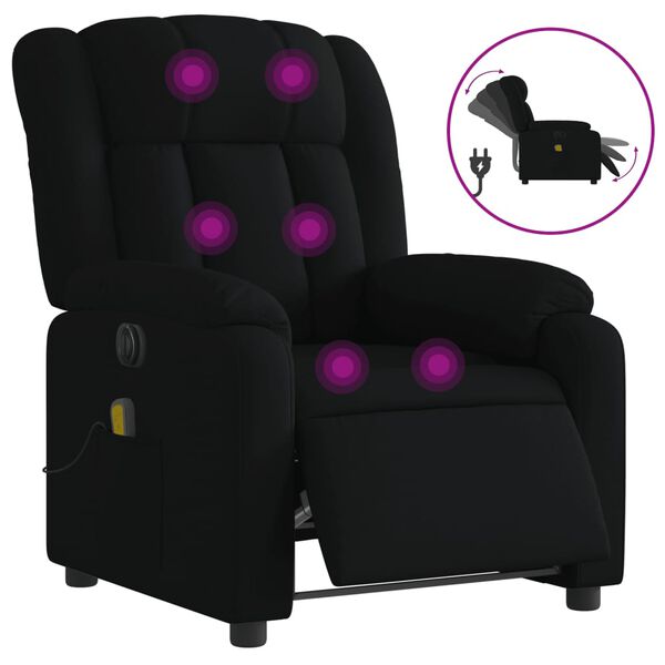 vidaXL Fauteuil de massage inclinable &eacute;lectrique Noir Tissu