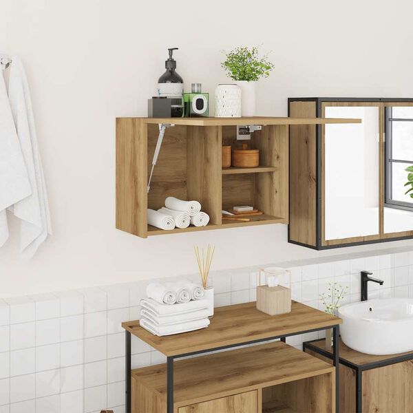 vidaXL Armoire murale de bain chêne artisanal bois d'ingénierie