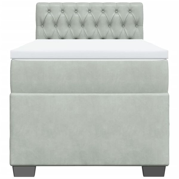 vidaXL Sommier &agrave; lattes de lit et matelas Gris clair 90x190 cm Velours