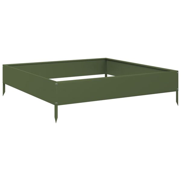 vidaXL Lit sur&eacute;lev&eacute; de jardin vert olive 100x100x26 cm acier