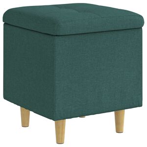vidaXL Pouf de rangement avec coussin Vert fonc&eacute; 40 x 40 x 45 cm tissu