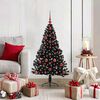 vidaXL Sapin de No&euml;l artificiel pr&eacute;-&eacute;clair&eacute; Noir 120 cm PVC