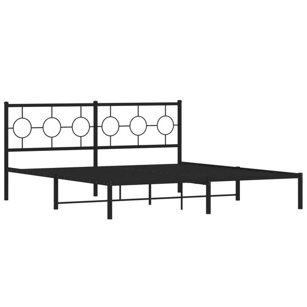 vidaXL Cadre de lit m&eacute;tal sans matelas et t&ecirc;te de lit noir 180x200 cm