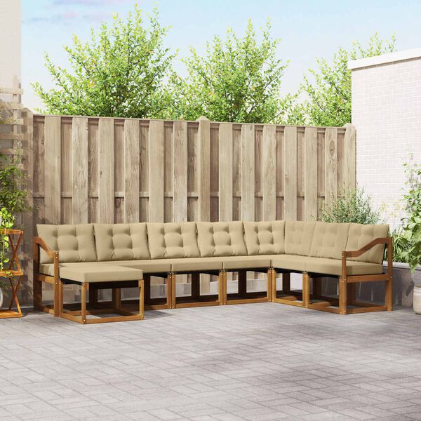 vidaXL Ensemble de canap&eacute;s d'ext&eacute;rieur 8 pcs Naturel et Beige