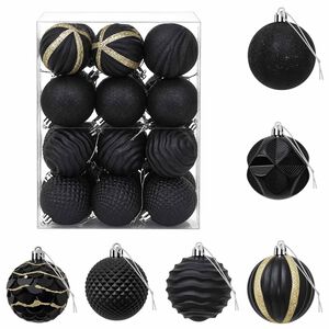 vidaXL Ensemble de boules de No&euml;l 36 pc Noir 6 cm Polystyr&egrave;ne