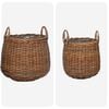 vidaXL Panier &agrave; Plantes avec stockage 2 pcs Marron Rattan Lacak