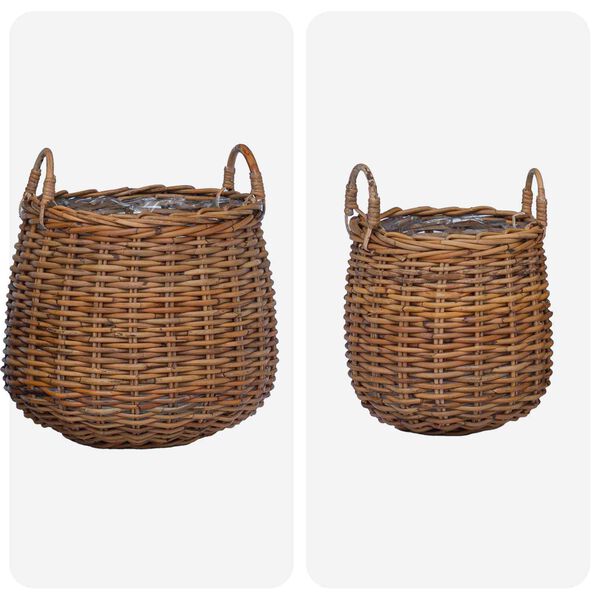 vidaXL Panier &agrave; Plantes avec stockage 2 pcs Marron Rattan Lacak
