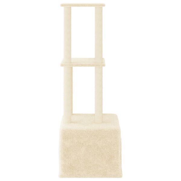 vidaXL Arbre &agrave; chat avec griffoirs en sisal Cr&egrave;me 133,5 cm