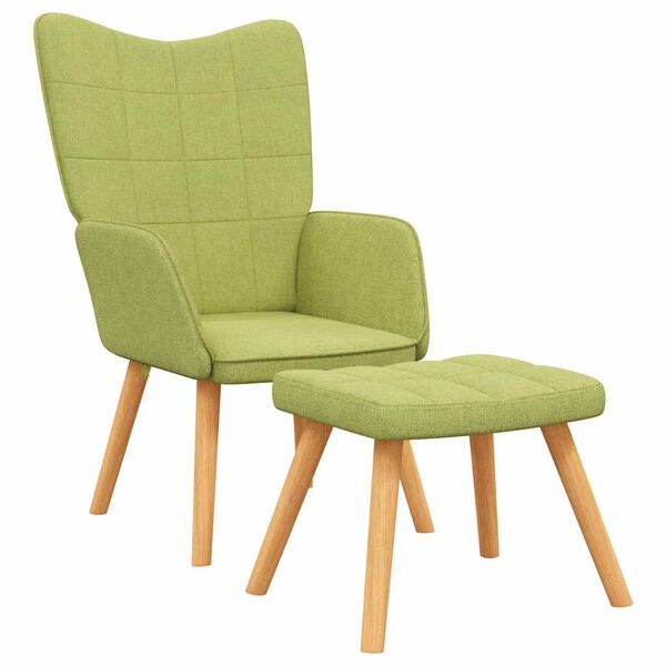 vidaXL Chaise de relaxation avec tabouret Vert Tissu