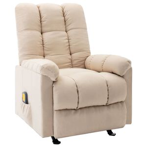 vidaXL Fauteuil de massage inclinable Cr&egrave;me Tissu