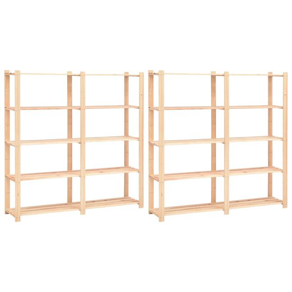 vidaXL Étagères de rangement à 5 niveaux 2pcs 170x38x170 cm Pin 500 kg