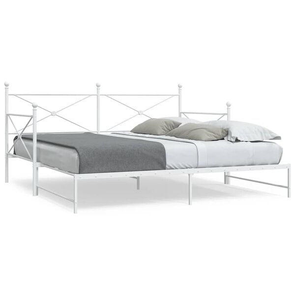vidaXL Lit de jour avec lit gigogne sans matelas blanc 107x203cm acier