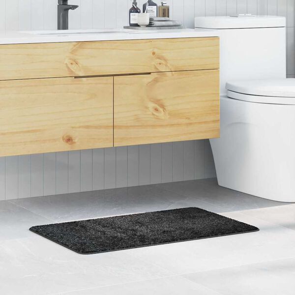 vidaXL Tapis de bain antid&eacute;rapant Gris fonc&eacute; 50 x 80 cm PP