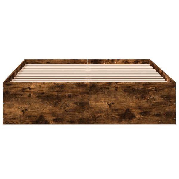 vidaXL Cadre de lit sans matelas ch&ecirc;ne fum&eacute; 120x190 cm