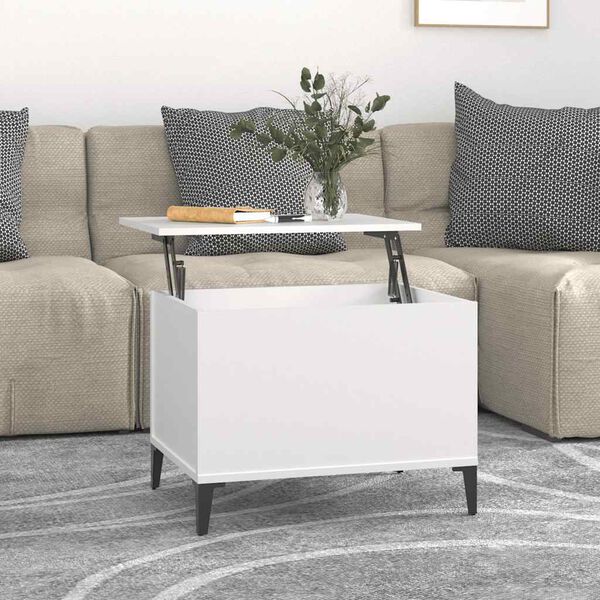 vidaXL Table basse Blanc 60x44,5x45 cm Bois d'ing&eacute;nierie