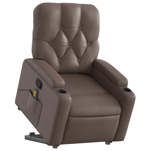 vidaXL Fauteuil inclinable de massage Marron Similicuir