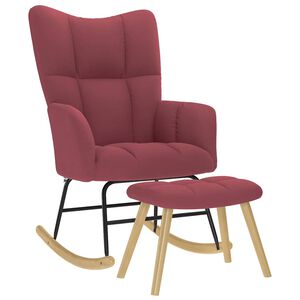 vidaXL Chaise &agrave; bascule avec repose-pied Rouge bordeaux Tissu