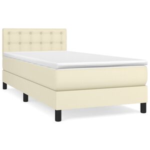vidaXL Sommier &agrave; lattes de lit avec matelas Cr&egrave;me 90x190 cm Similicuir