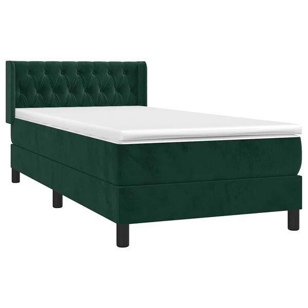 vidaXL Sommier &agrave; lattes de lit avec matelas Vert fonc&eacute; 90x190 cm