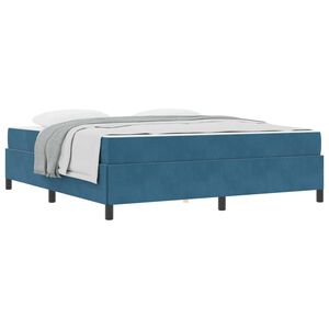 vidaXL Cadre de lit avec matelas Bleu fonc&eacute; 180 x 200 cm tissu