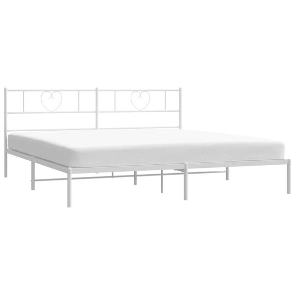 vidaXL Cadre de lit m&eacute;tal sans matelas et t&ecirc;te de lit blanc 180x200 cm
