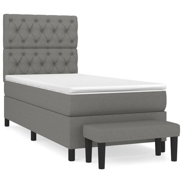 vidaXL Sommier &agrave; lattes de lit avec matelas Gris fonc&eacute; 80x200 cm Tissu