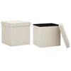 vidaXL Tabourets de rangement pliables lot de 2 blanc cr&egrave;me Faux lin