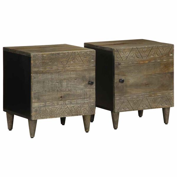 vidaXL Tables chevet 2 pcs gris clair 40x33x46 cm bois manguier solide