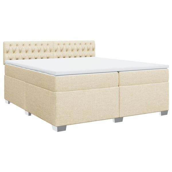 vidaXL Sommier &agrave; lattes de lit avec matelas Cr&egrave;me 200x200 cm Tissu