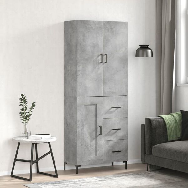 vidaXL Buffet haut Gris b&eacute;ton 69,5x34x180 cm Bois d'ing&eacute;nierie