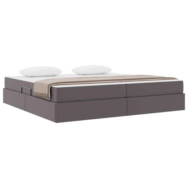 vidaXL Lit avec rangement et matelas avec matelas 2 pcs Gris Cuir