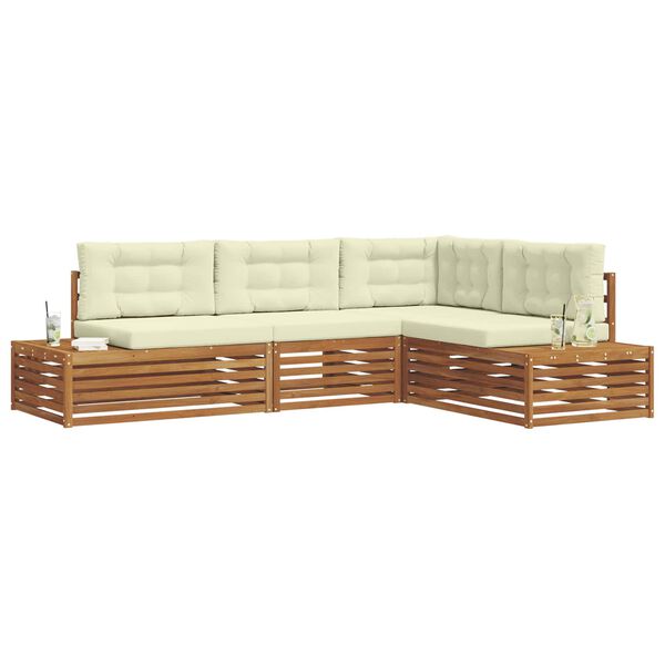 vidaXL Ensemble de canap&eacute;s d'ext&eacute;rieur 4 Pi&egrave;ce Naturel et Cr&egrave;me