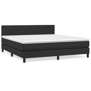 vidaXL Sommier &agrave; lattes de lit avec matelas Noir 180x200 cm Similicuir