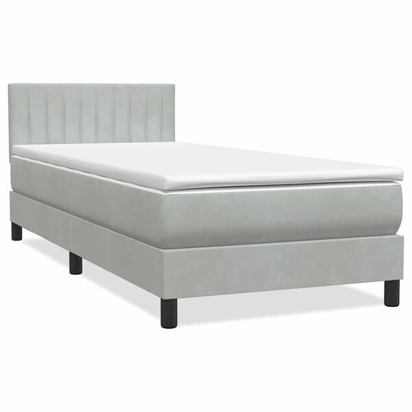 vidaXL Sommier &agrave; lattes de lit et matelas et LED gris clair 100x220cm velours