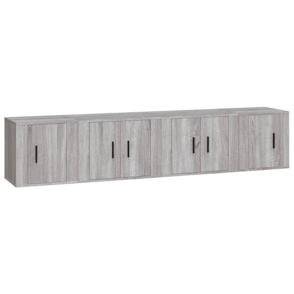vidaXL Ensemble de meubles TV 4 pcs Sonoma gris Bois d'ing&eacute;nierie