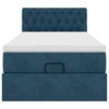 vidaXL Cadre de lit ottoman avec matelas bleu fonc&eacute; 90x190 cm velours