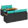 vidaXL Salon de jardin 6 pcs avec coussins noir r&eacute;sine tress&eacute;e