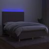 vidaXL Sommier &agrave; lattes de lit et matelas et LED Taupe 140x190cm Tissu