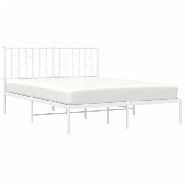 vidaXL Cadre de lit m&eacute;tal sans matelas et t&ecirc;te de lit blanc 135x190 cm