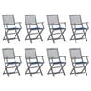 vidaXL Chaises pliables d'ext&eacute;rieur lot de 8 et coussins Bois d'acacia